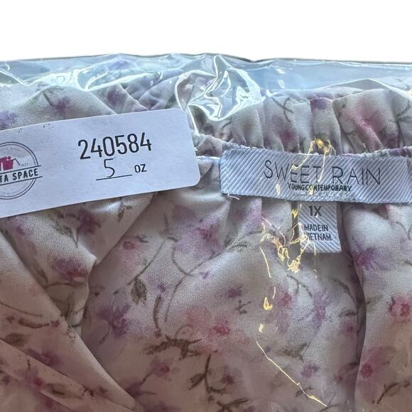 Womens Shirt 1X White Floral Spring Break Delicate Cottagecore Feminine Prairie - Picture 8 of 8